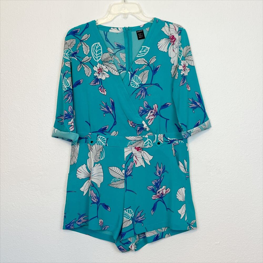 Nadim Floral Kimono Romper Blue White Large